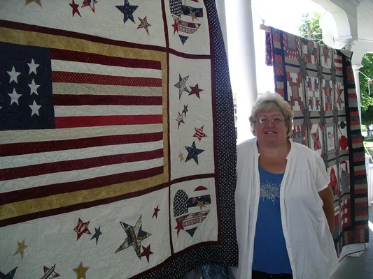 American flag quilt on display